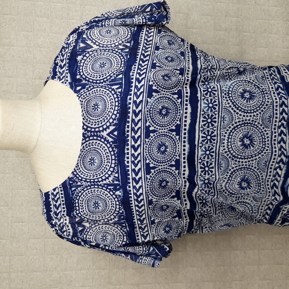 Chico's Navy and White Geometric Blouse - Picture 2 of 10